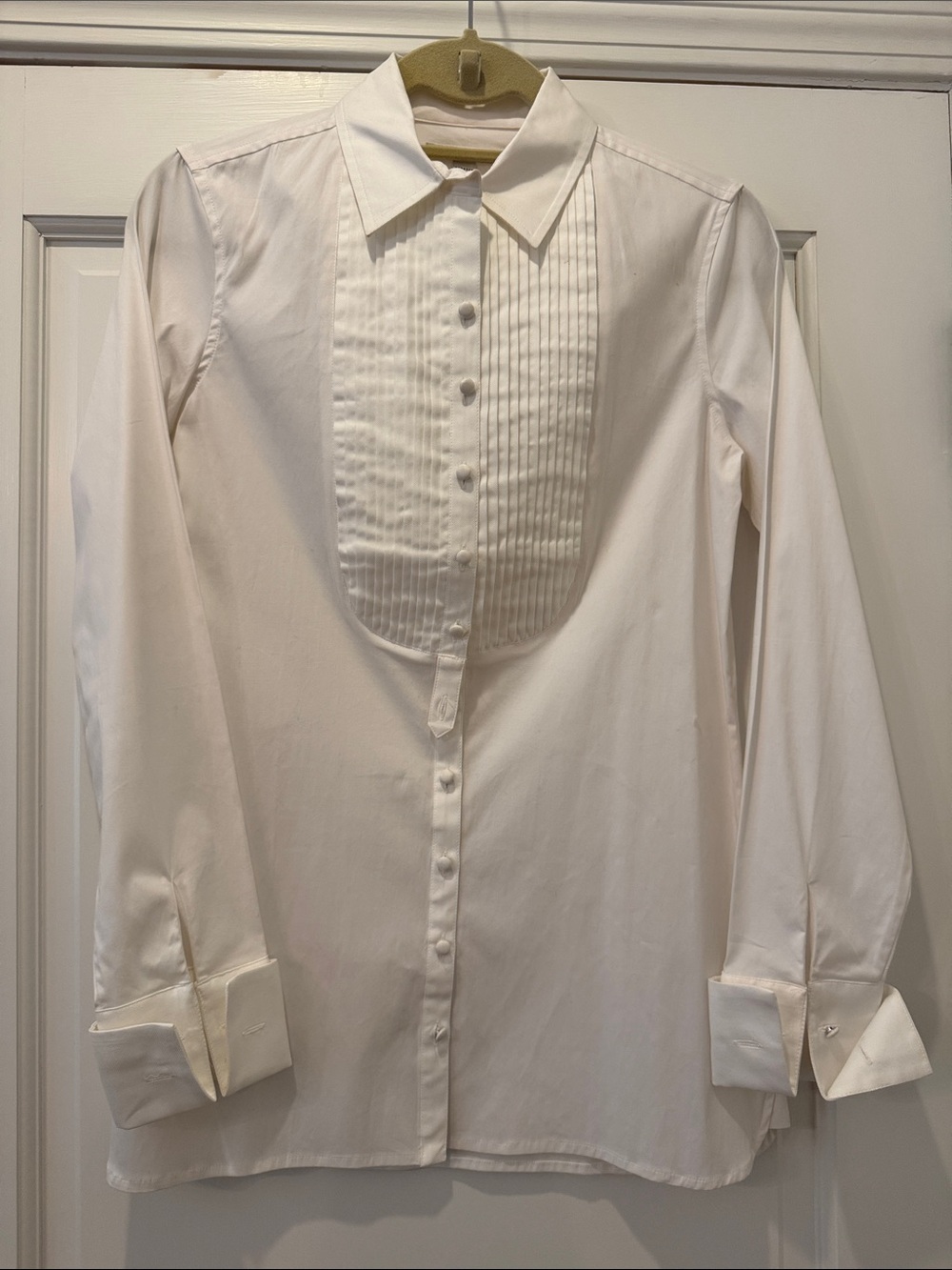Banana Republic White Pleated Bib Button-Down Shirt